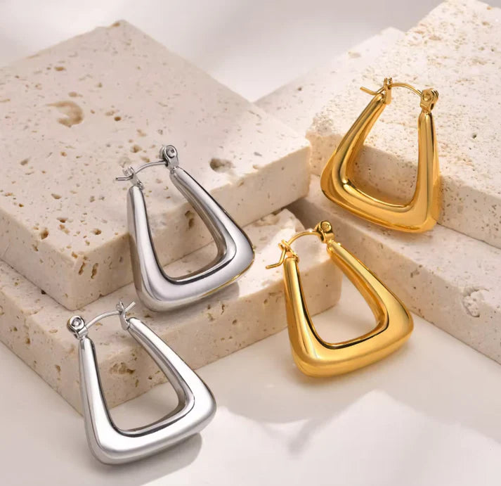 Orecchini a triangolo neri con strass neri, eleganti e femminili