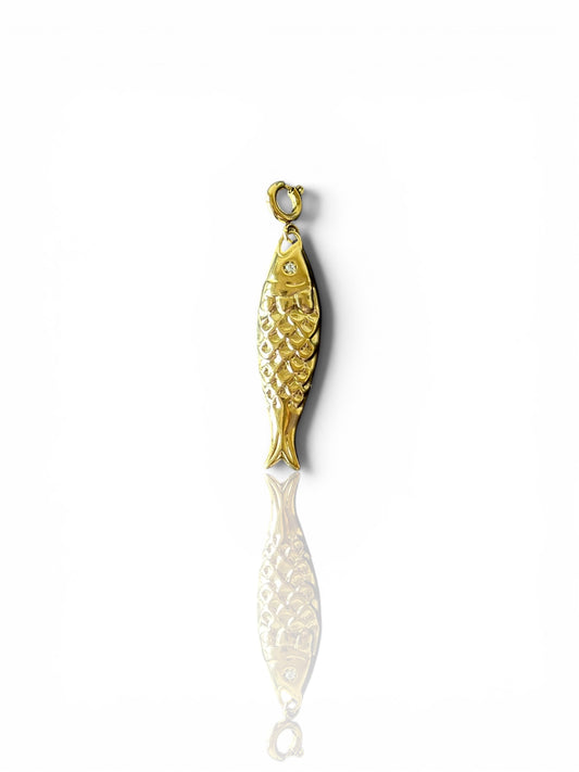 Ciondolo con pesce e occhio con strass